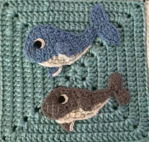 Crochet edging for baby blanket whale square