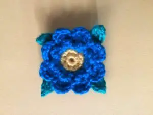 Finished crochet flower for granny square landscape