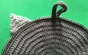 Crochet cat potholder second inner ear