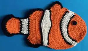 Crochet clown fish body with grey around eye