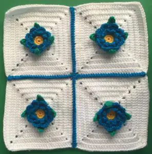 Crochet flower cushion granny squares with flowers