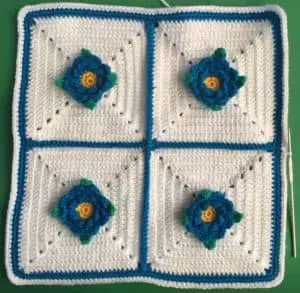 Crochet flower cushion third row finished