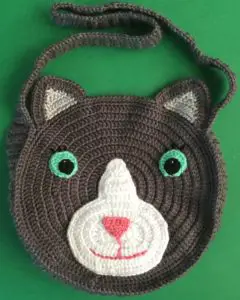 Crochet cat bag first side joined