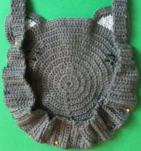 Crochet cat bag first side pinned