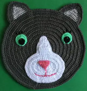 Crochet cat bag head with eyelashes
