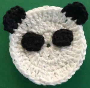 Crochet panda head head with eye spots