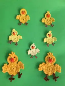 Finished crochet chicken group portrait