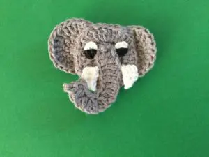 Finished crochet elephant head landscape