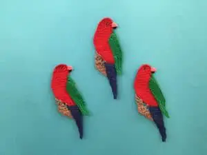 Finished crochet king parrot group landscape