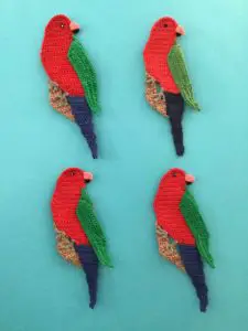Finished king parrot crochet group portrait