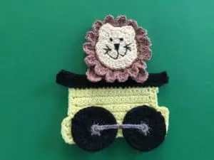 Finished crochet lion head landscape