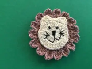 Finished crochet lion head mane with head