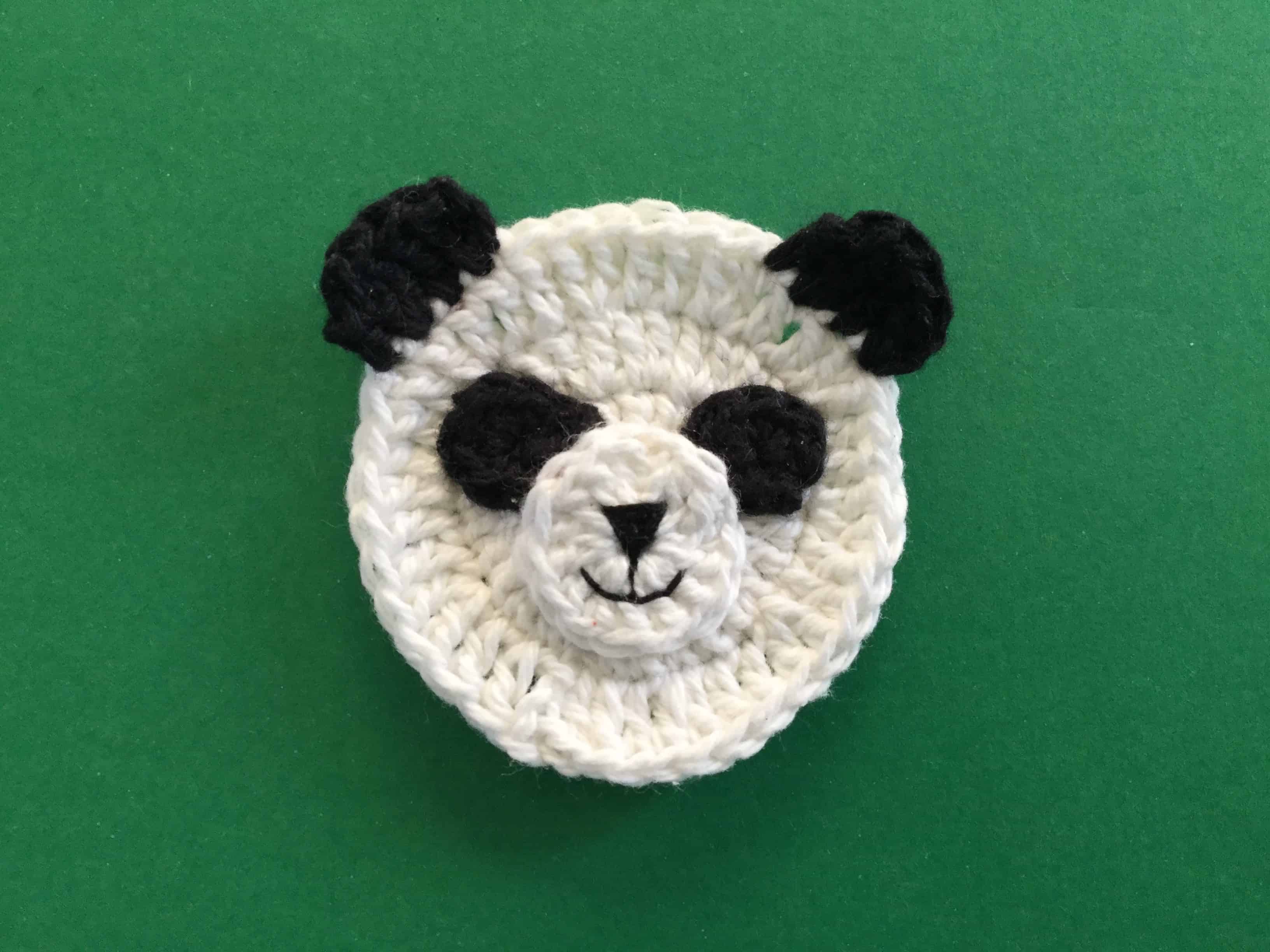 Finished crochet panda head head with muzzle