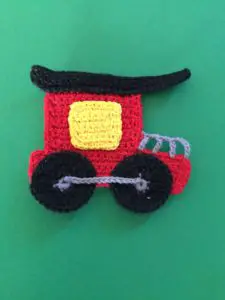 Finished crochet train caboose portrait