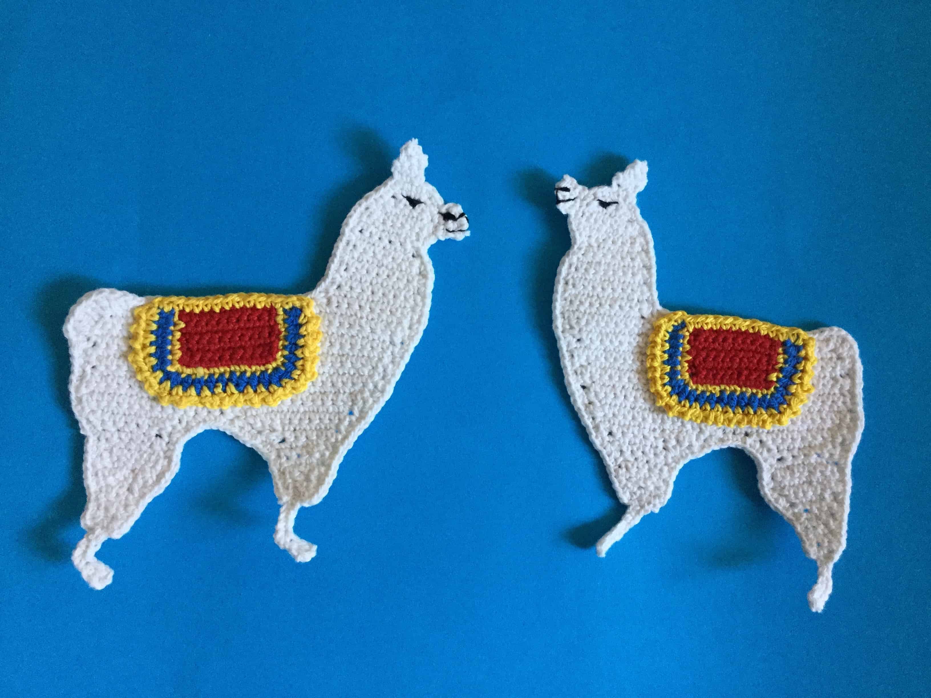 Finished crochet llama group landscape