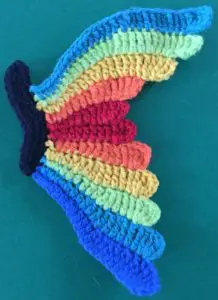 Crochet butterfly first wing eleventh segment