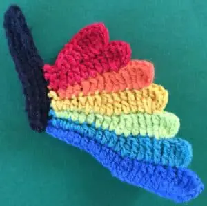 Crochet butterfly first wing seventh segment