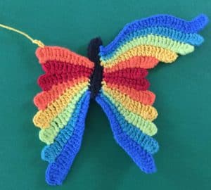 Crochet butterfly second wing chain for ninth segment