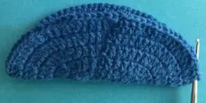 Crochet fish scrubbie folding in half for head