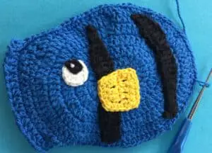 Crochet fish scrubbie joining tail