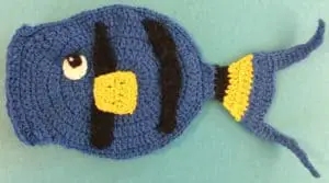 Crochet fish scrubbie tail finished