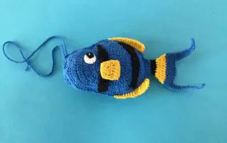 Finished crochet fish scrubbie landscape