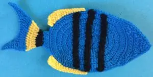 Crochet tropical fish body with stripes