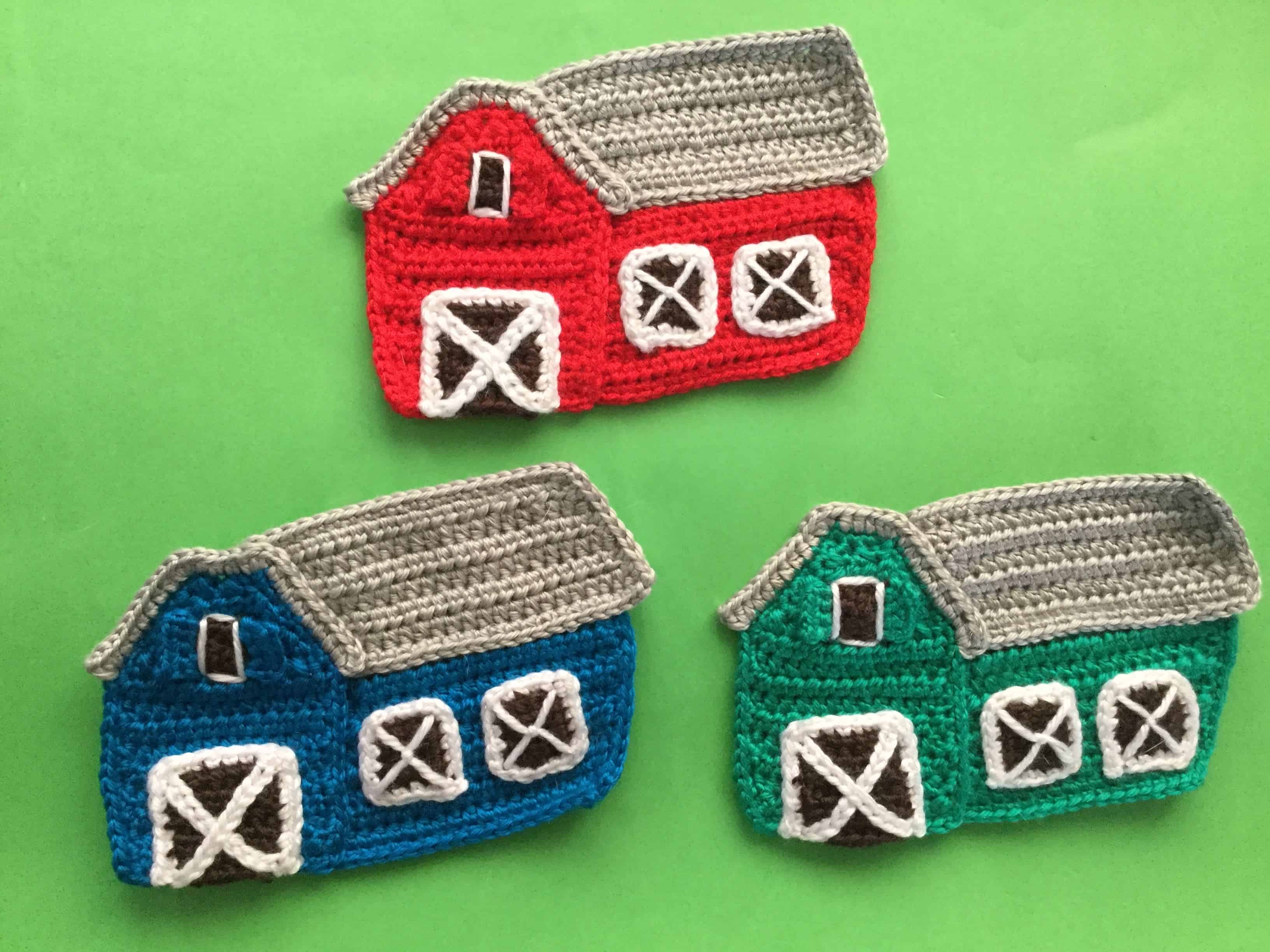 Finished crochet barn group landscape