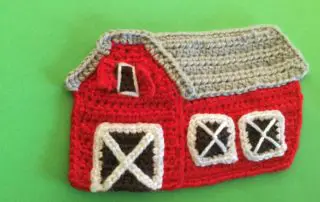 Finished crochet barn landscape