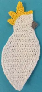 Crochet cockatoo crest third section