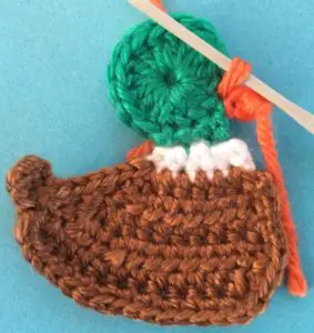 Crochet mallard duck joining for second beak section