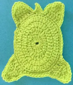 Crochet turtle front legs neatened