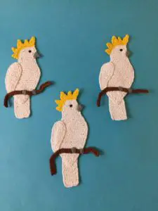 Finished crochet cockatoo group portrait 1