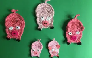 Finished crochet easy pig group landscape