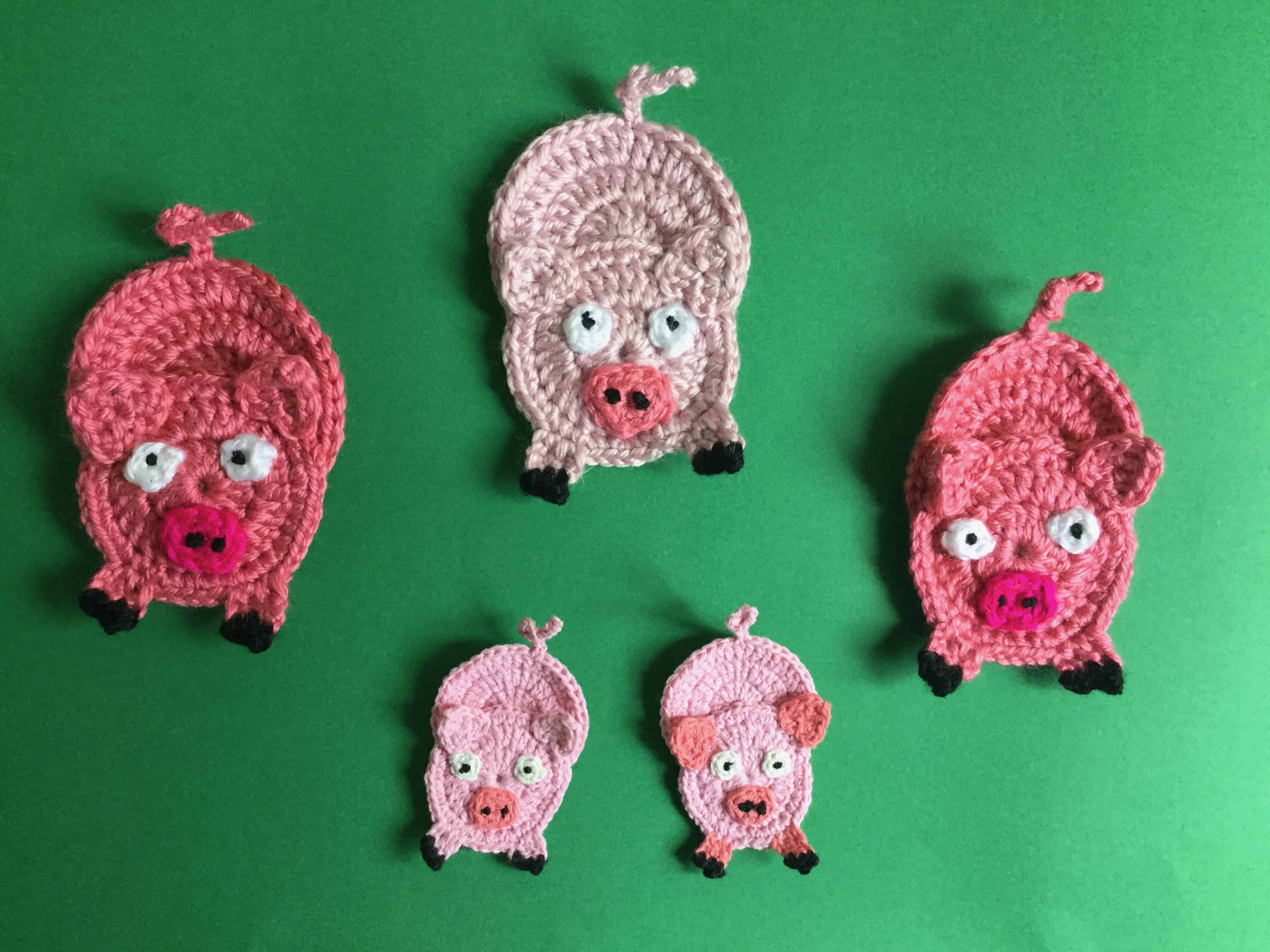 Finished crochet easy pig group landscape