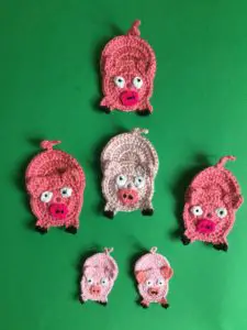 Finished crochet easy pig group portrait