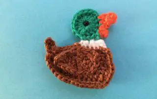 Finished crochet mallard duck landscape
