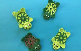 Finished crochet turtle group landscape 1