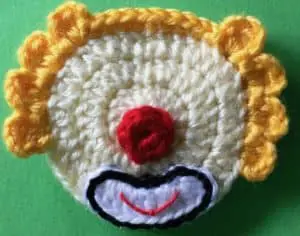 Crochet clown with tophat head with mouth