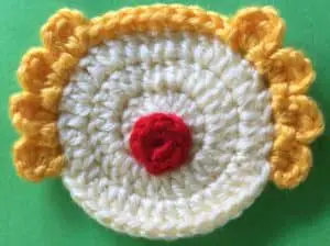 Crochet clown with tophat head with nose
