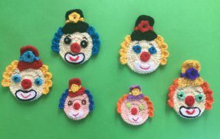 Finished crochet clown with tophat group landscape 1