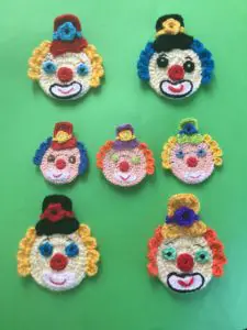 Finished crochet clown with tophat group portrait 1