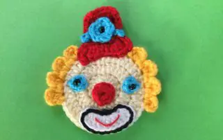 Finished crochet clown with tophat landscape
