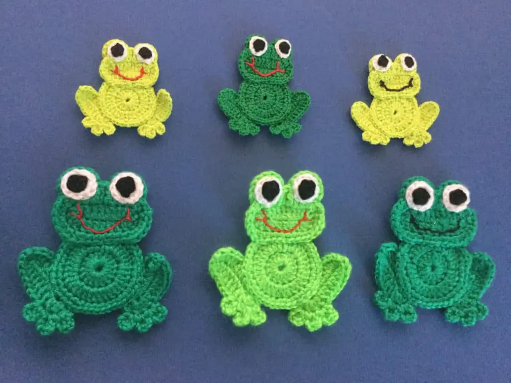 Finished crochet frog group landscape