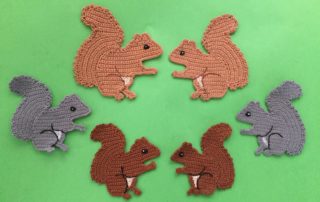 Finished crochet squirrel group landscape 1