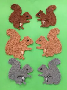 Finished squirrel crochet pattern group portrait 1