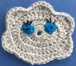 Crochet cloud body with eyelashes