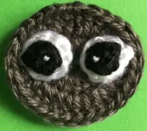 Crochet spider head with eyes
