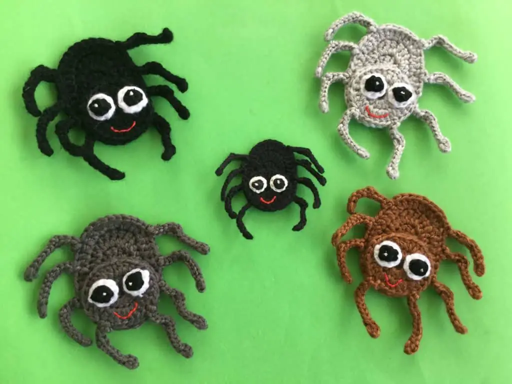 Finished crochet spider group landscape