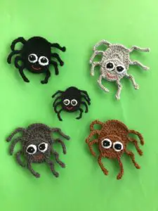 Finished crochet spider group portrait